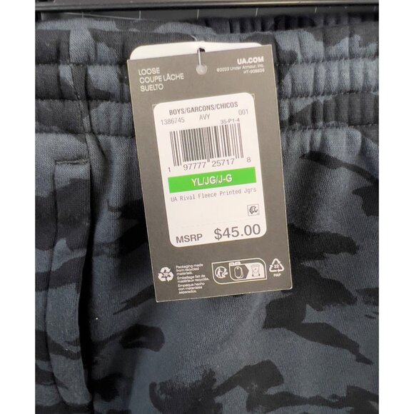 Under Armour Printed Rival Fleece Jogger Pants Boy's Size: Large Black new - Picture 2 of 9